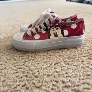 Disney Kids Red and White Minnie Mouse Sneakers size 6 worn 1 time